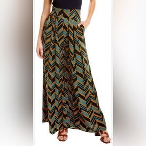 Gracia Printed Long Square Pant wide leg,‎ chevron design size large NWT